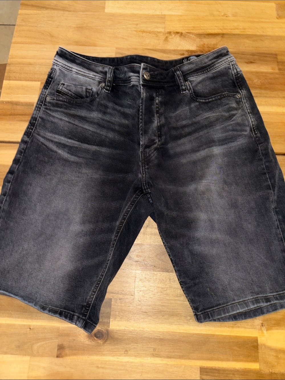 Diesel Black Washed Denim Shorts